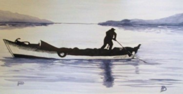 Drawing titled "Fishing boat" by Davo, Original Artwork