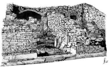 Drawing titled "Ephesus - hillside…" by Davo, Original Artwork
