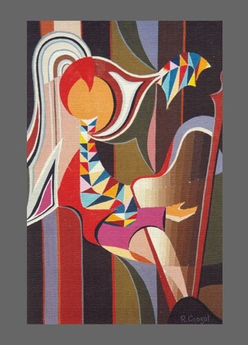 Arte textil titulada ""Jeune Fille à la H…" por René Crozat, Obra de arte original
