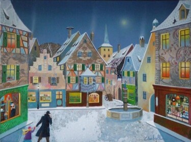 Peinture intitulée "AU COEUR DE L'HIVER" par Bernard Ambielle, Œuvre d'art originale, Huile