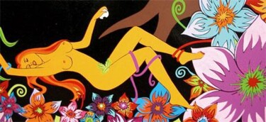 Peinture intitulée "détail jardin des d…" par Ann'Soco, Œuvre d'art originale