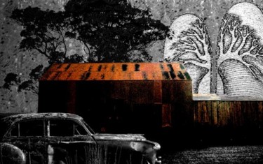 Printmaking titled "no garage in sight" by Andre Van Der Kerkhoff, Original Artwork
