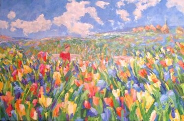 Pintura titulada "En attendant" por Sylvie Gagnon, Obra de arte original, Oleo