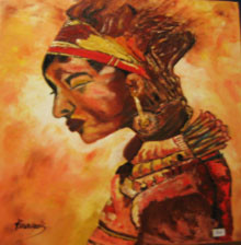 Peinture intitulée "L'Africaine" par Josette Bourgeois, Œuvre d'art originale