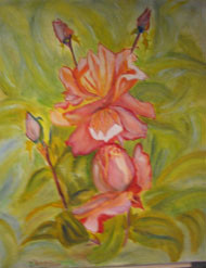 Peinture intitulée "Roses anciennes" par Josette Bourgeois, Œuvre d'art originale