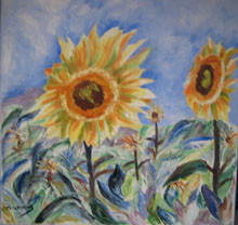 Peinture intitulée "Tournesols" par Josette Bourgeois, Œuvre d'art originale