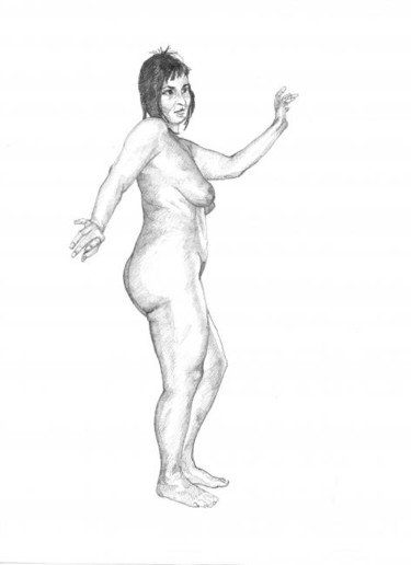 Disegno intitolato "nudo" da Franco Petrosemolo, Opera d'arte originale