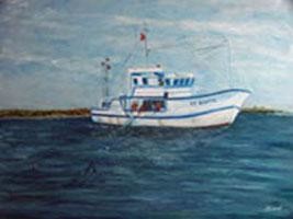 Painting titled "Ile d'Yeu- Peche à…" by Jean Parraud, Original Artwork, Oil