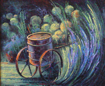 Peinture intitulée "Dans le jardin" par Françoise Hannequin, Œuvre d'art originale