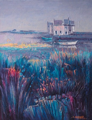 Peinture intitulée "Lande bretonne" par Françoise Hannequin, Œuvre d'art originale