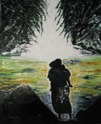Peinture intitulée "Cascade d'Ouzoud" par Josette Bourgeois, Œuvre d'art originale