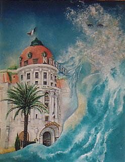 Peinture intitulée "LE NEGRESCO EN L'AN…" par Ghyslaine De Sevlian, Œuvre d'art originale, Huile