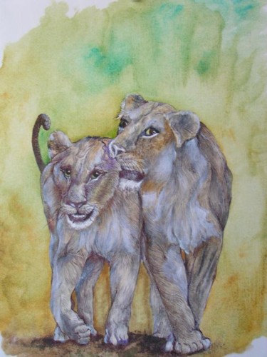 Peinture intitulée "confidences" par Ghyslaine De Sevlian, Œuvre d'art originale, Huile
