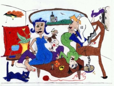 Drawing titled "Mingling" by Teresa Croughen, Original Artwork