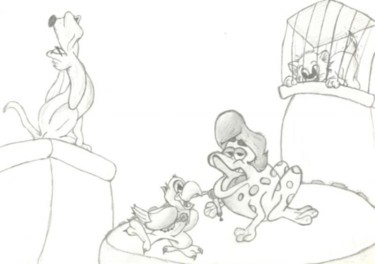 Drawing titled "Animal Show" by Teresa Croughen, Original Artwork