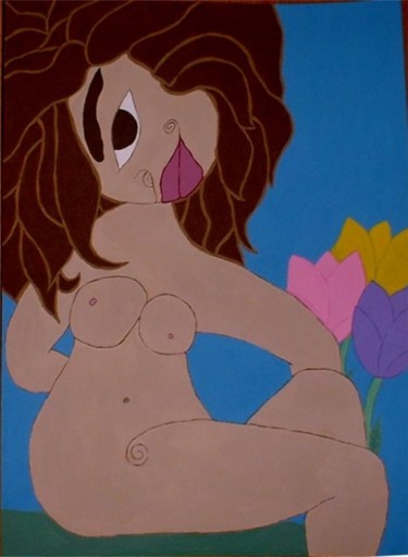 Painting titled "Hair" by Teresa Croughen, Original Artwork, Oil