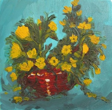 Painting titled "Yellow Flowers In B…" by Animesh Roy, Original Artwork