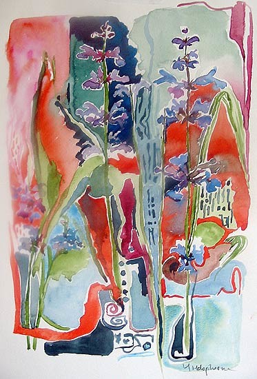Painting titled "SONGE DE SAUGE" by Yvelise Holopherne, Original Artwork
