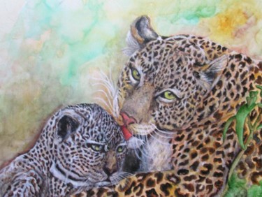 Peinture intitulée "Tendresse excessive" par Ghyslaine De Sevlian, Œuvre d'art originale, Huile