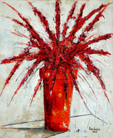 Painting titled "Composition fond ja…" by Jean-Pierre Borderie, Original Artwork, Acrylic