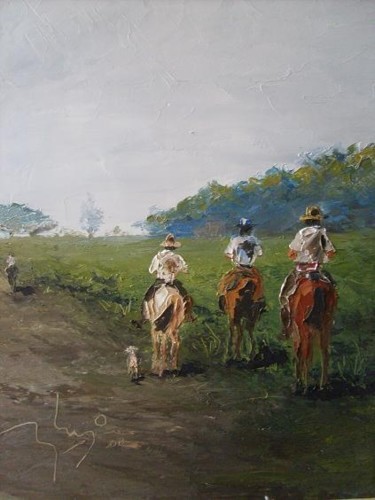 Pintura titulada "Al trotecito" por Ugo Paccioretti, Obra de arte original