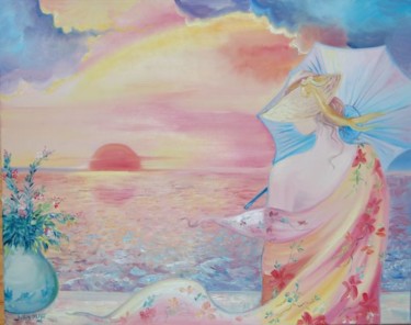 Peinture intitulée "Le foulard" par Nanou, Œuvre d'art originale, Huile