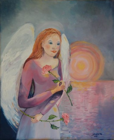 Peinture intitulée "ange de l'ouest" par Nanou, Œuvre d'art originale, Huile