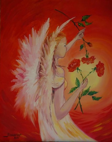 Peinture intitulée "ange du sud" par Nanou, Œuvre d'art originale, Huile