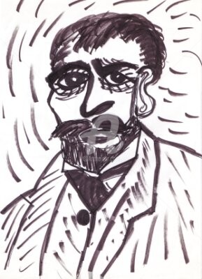 Σχέδιο με τίτλο "Portrait" από Frédéric Orceau, Αυθεντικά έργα τέχνης, Άλλος