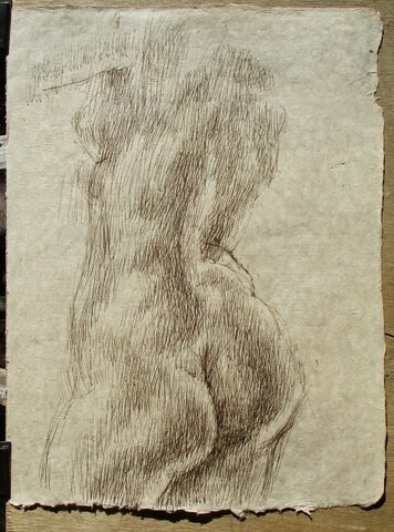 Drawing titled "HOMMAGE" by Michel Moskovtchenko, Original Artwork, Ink