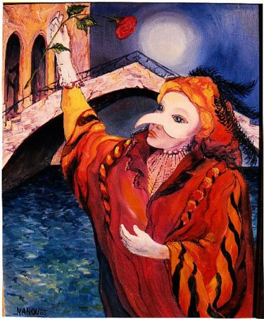 Peinture intitulée "la plume" par Nanou, Œuvre d'art originale, Huile