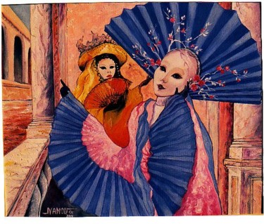Peinture intitulée "l'orientale" par Nanou, Œuvre d'art originale, Huile