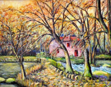 Peinture intitulée "moulin sur la sèvre" par Marc Lejeune, Œuvre d'art originale, Huile