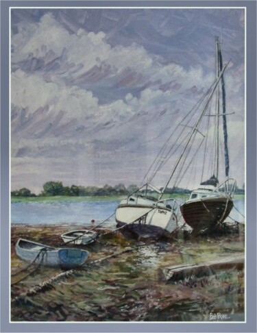 Ζωγραφική με τίτλο "Boats at DELQUAY SU…" από Bob Payne, Αυθεντικά έργα τέχνης