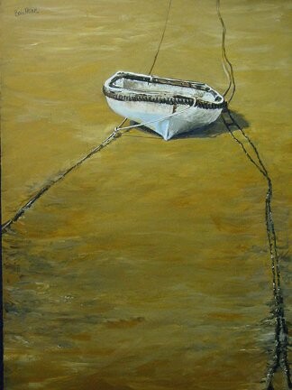 Ζωγραφική με τίτλο "boat at st ives" από Bob Payne, Αυθεντικά έργα τέχνης