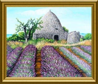 Peinture intitulée "Champs de lavande" par Térégia, Œuvre d'art originale