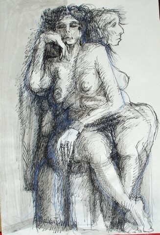NANCY Dessin intitulée "NANCY" par Michel Moskovtchenko, Œuvre d'art originale, Encre
