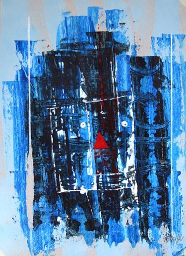 Peinture intitulée "Le triangle rouge" par Michel Maréchal, Œuvre d'art originale