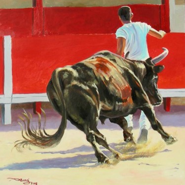 Peinture intitulée "razeteur 1" par Agnès Borg-Burglen, Œuvre d'art originale, Huile