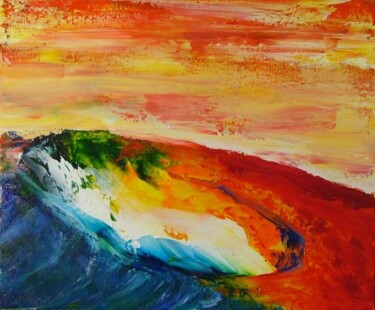 Peinture intitulée "Envol sur l'Etna" par René Vincent-Viry, Œuvre d'art originale, Huile