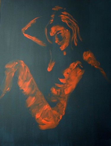 Peinture intitulée "Femme assise" par Fabien Lheuillier, Œuvre d'art originale
