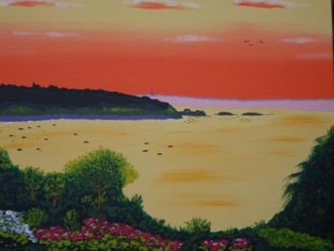 Painting titled "Ciel rouge à Carant…" by Nyls Eliot, Original Artwork, Acrylic