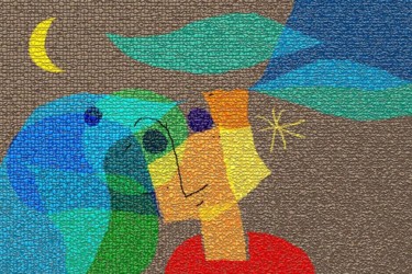 Arts numériques intitulée "Bird and child" par Michel Maréchal, Œuvre d'art originale