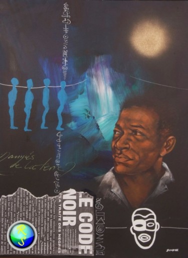 Peinture intitulée "FRANTZ FANON" par Jose Lanoir, Œuvre d'art originale