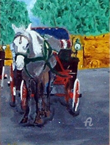 Painting titled "Cavallino" by Aurelio Nicolazzo, Original Artwork, Oil Mounted on Wood Panel