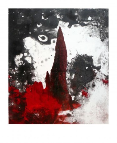 Gravures & estampes intitulée "Monotype Feu 1" par Nyko, Œuvre d'art originale