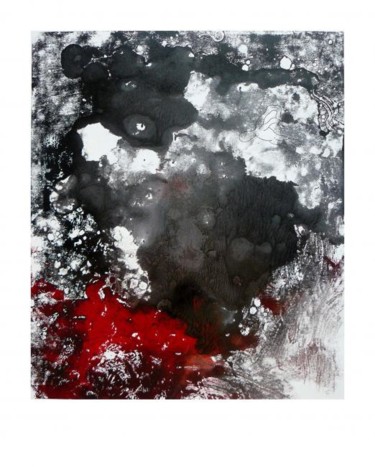 Gravures & estampes intitulée "Monotype Feu 2" par Nyko, Œuvre d'art originale