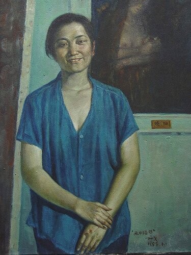 Peinture intitulée "UNE FEMME 5画中的模特" par Wancheng Liang, Œuvre d'art originale
