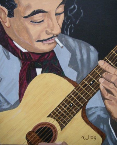 Painting titled "Django Reinhardt" by Jaap Van Der Wijk, Original Artwork