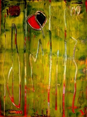 Peinture intitulée "Rizière" par Joel Jambou, Œuvre d'art originale, Huile